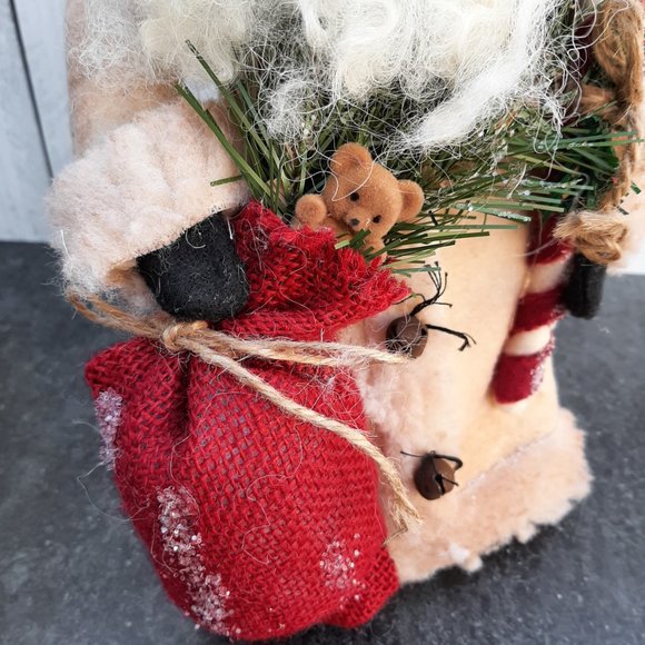 HANDMADE Primitive Santa Claus Doll Country Christmas Decor White - Picture 3 of 10